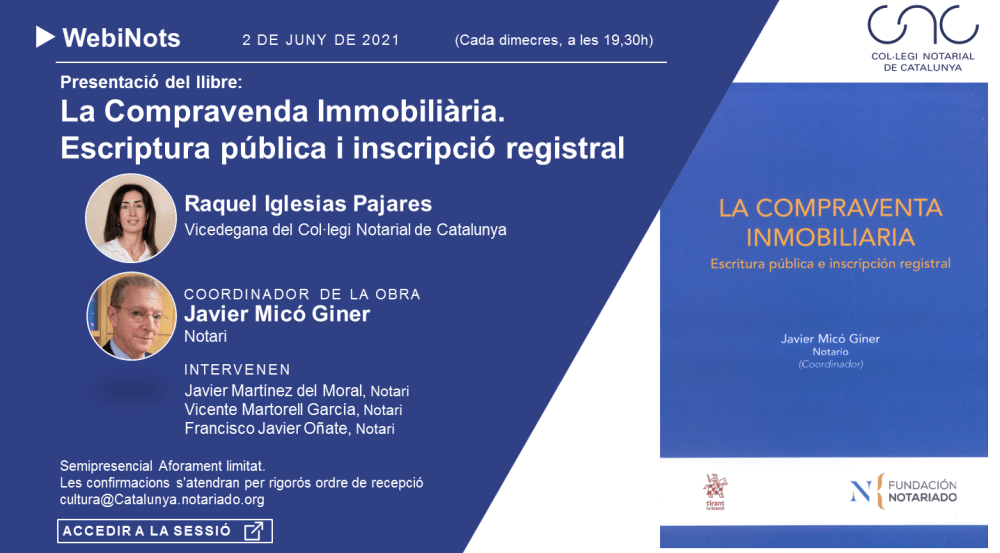 Presentació del llibre: La Compravenda Immobiliària Escriptura pública i inscripció registral