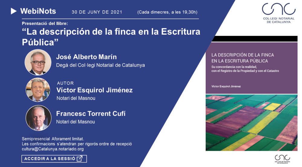 Presentació del llibre: “La descripción de la finca en la Escritura Pública”