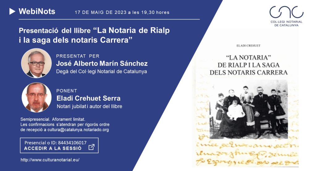 Presentació del llibre “La Notaria de Rialp i la saga dels notaris Carrera”