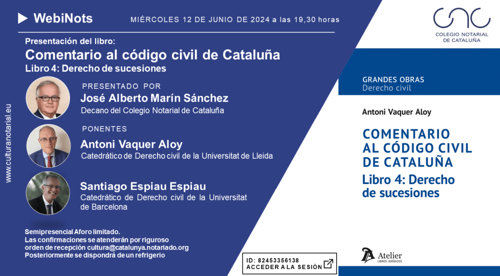 Presentación del libro: Comentario al código civil de Cataluña Libro 4: Derecho de sucesiones