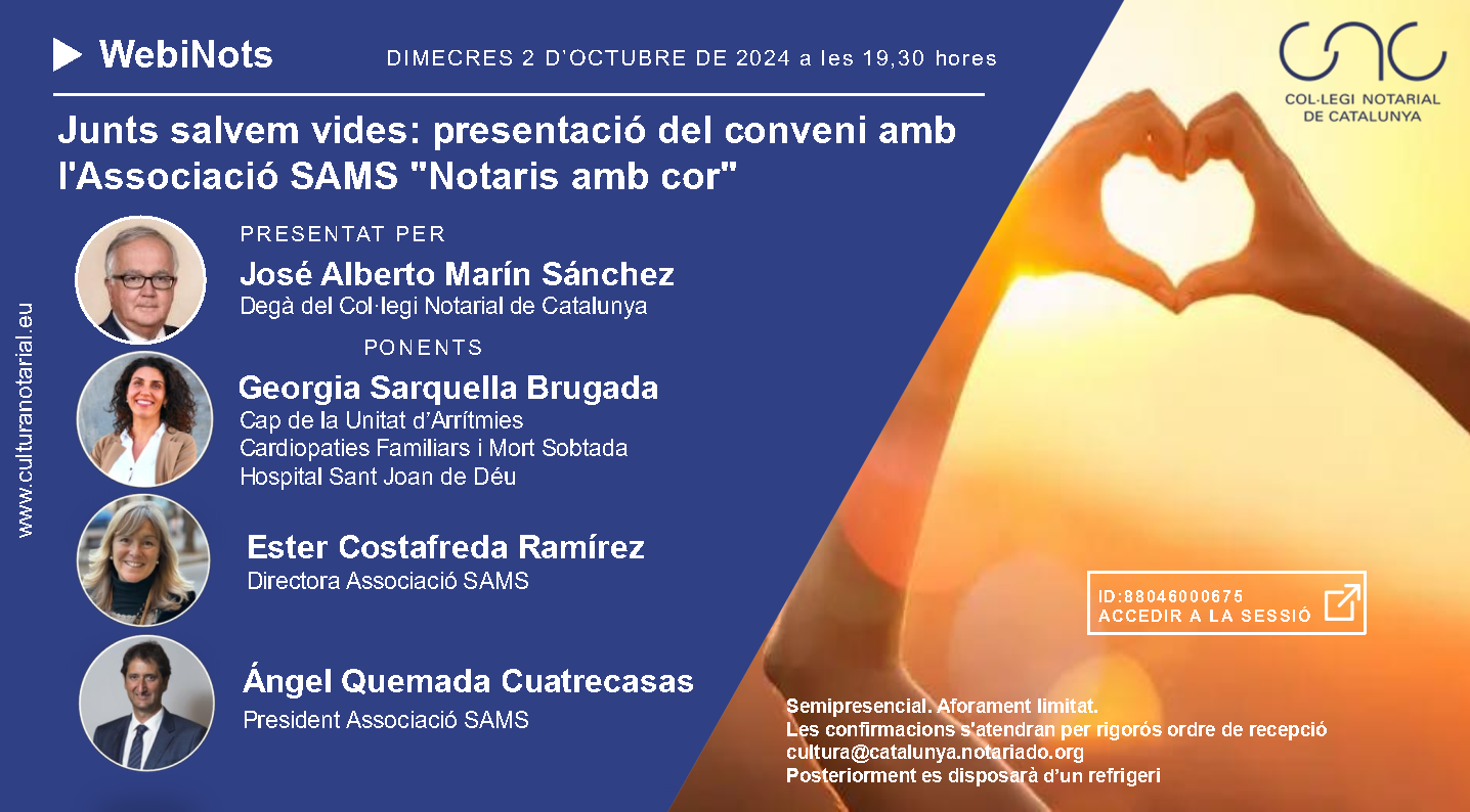 Junts salvem vides: presentació del conveni amb l’Associació SAMS “Notaris amb cor”