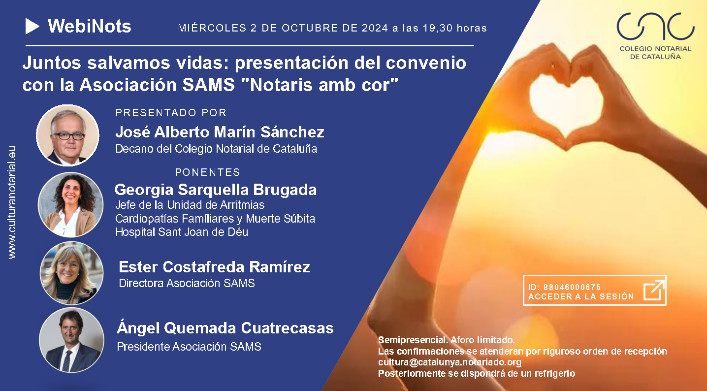 Juntos salvamos vidas: presentación del convenio con la Asociación SAMS «Notaris amb cor»