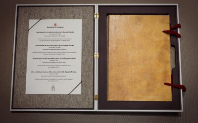 El acta de colocación de la primera piedra de la Sagrada Familia, uno de los obsequios del presidente de la Generalitat de Cataluña al Papa León XIV